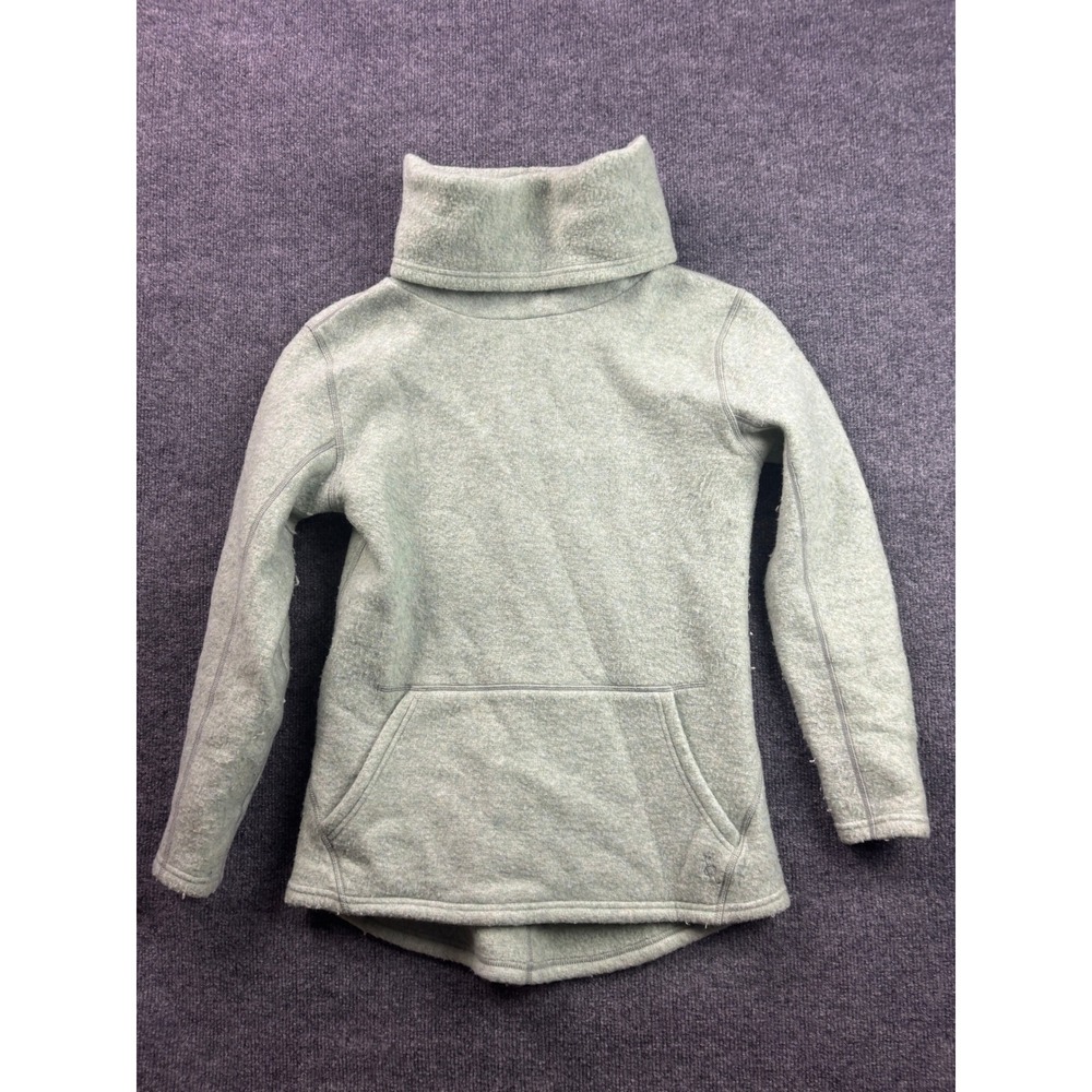 Smartwool Hudson Trail Pullover Women‎ Small Green Wool Blend Fleece Funnel Neck